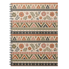 Caderno Espiral Padrão Floral Geométrico Boho Folk contínuo