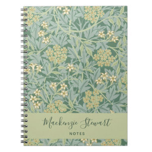 Caderno Espiral Padrão Floral Jasmine Verde