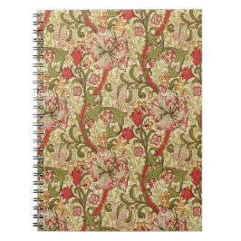 Caderno Espiral Padrão Floral Lírio Dourado de William Morris
