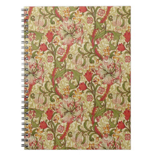 Caderno Espiral Padrão Floral Lírio Dourado de William Morris