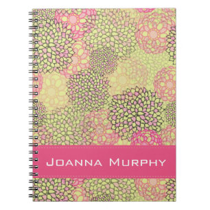 Caderno Espiral Padrão Floral Moderno e Tendencial Personalizado