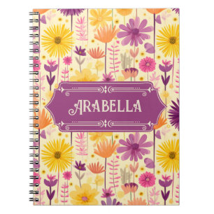 Caderno Espiral Padrão Floral Moderno em Cascata Arabella