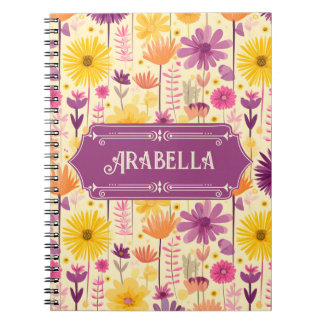 Caderno Espiral Padrão Floral Moderno em Cascata Arabella