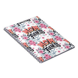Caderno Espiral Padrão Floral Momfulness Tipografia Rosa