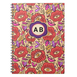 Caderno Espiral Padrão Floral Olho da Sorte