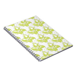 Caderno Espiral Padrão Floral Preto Limão Ousado