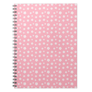 Caderno Espiral Padrão Floral Rosa