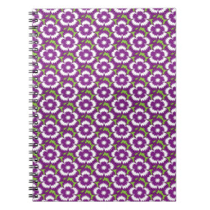 Caderno Espiral Padrão floral roxo de Vintage Dianthus Barbatus