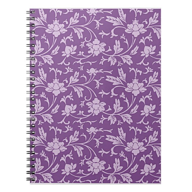 Caderno Espiral Padrão floral roxo e lavanda (Frente)