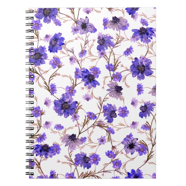 Caderno Espiral Padrão floral sem costura com flores marigdold (Frente)