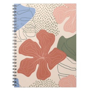 Caderno Espiral Padrão floral sem costura desenhado à mão,colag