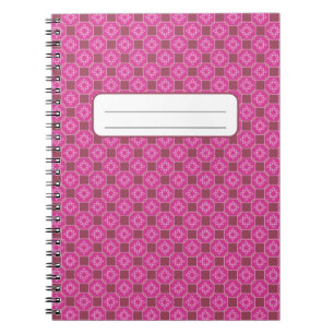 Caderno Espiral Padrão Floral Sem Costura Estrela Arabesco Rosa