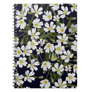 Caderno Espiral padrão floral sem escovas vintage com campo branco