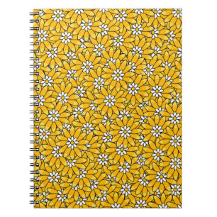Caderno Espiral Padrão Floral Sobreposto Amarelo Brilhante