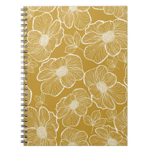 Caderno Espiral Padrão floral uniforme de abstrato. Grupo de trás 
