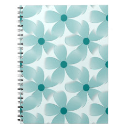 Caderno Espiral Padrão floral verde.