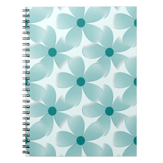 Caderno Espiral Padrão floral verde. (Frente)