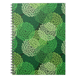 Caderno Espiral Padrão floral verde