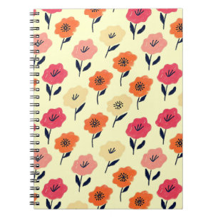 Caderno Espiral Padrão Floral Vibrante