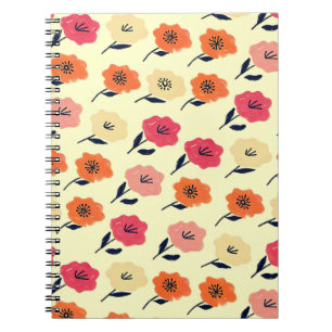 Caderno Espiral Padrão Floral Vibrante