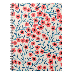 Caderno Espiral padrão floral vintage sem costura com abstrato blo