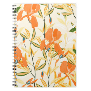 Caderno Espiral Padrão floral vintage sem costura. Orang do Convên