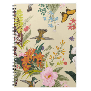 Caderno Espiral padrão floral vintage sem descontinuidades. Fl ex