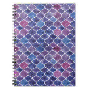 Caderno Espiral Padrão Floral Violet Violet Watercolor