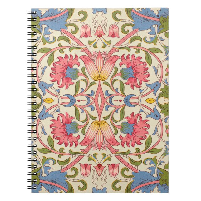 Caderno Espiral Padrão Floral William Morris Lodden Pastel  (Frente)