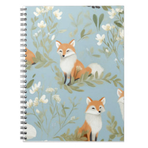 Caderno Espiral Padrão Florestal de Raposa Bebê Cute Planner