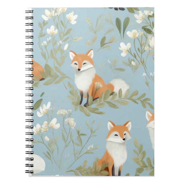 Caderno Espiral Padrão Florestal de Raposa Bebê Cute Planner (Frente)
