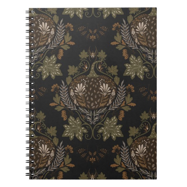 Caderno Espiral Padrão Folclórico de Abóbora de Vinha (Frente)