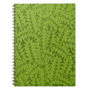 Caderno Espiral Padrão Folha Verde do Galho de William Morris Vint