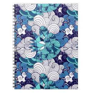 Caderno Espiral Padrão Funky Seashell
