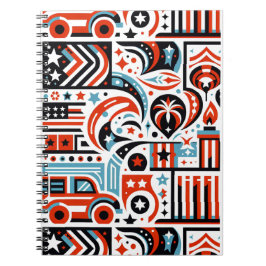 Caderno Espiral Padrão Generativo de 4 de Julho