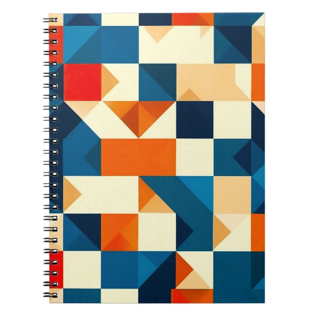 Caderno Espiral Padrão Geométrico Abstrato (Frente)