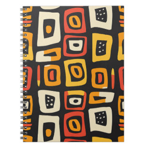 Caderno Espiral Padrão Geométrico Abstrato Africano