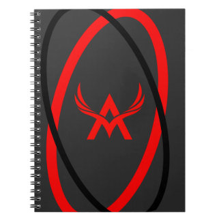 Caderno Espiral Padrão Geométrico Abstrato Preto Vermelho Cinza