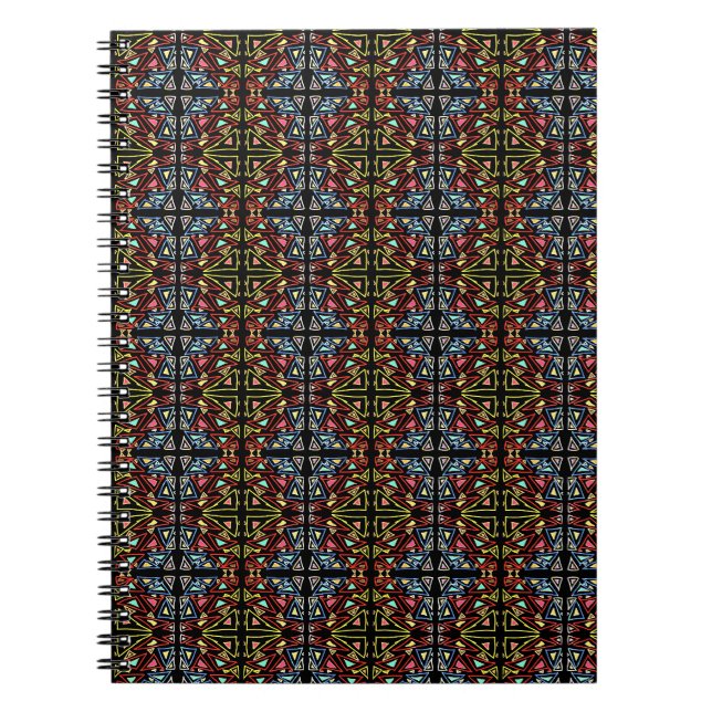 Caderno Espiral Padrão Geométrico Alienígena Multicolorido Tech (Frente)