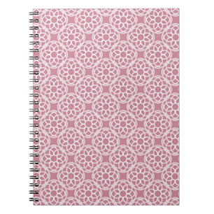 Caderno Espiral Padrão geométrico branco-rosa sem costura