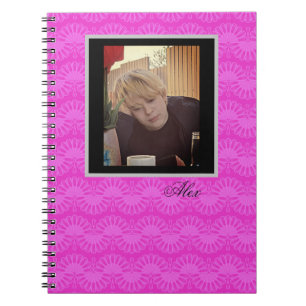 Caderno Espiral padrão geométrico brilhante rosa néon