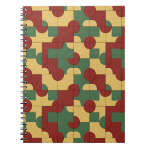 Caderno Espiral Padrão Geométrico Colorido com Formas Abstratas
