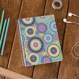 Caderno Espiral Padrão Geométrico Colorido de Mandala