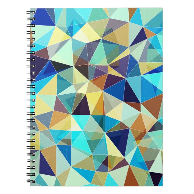 Caderno Espiral Padrão geométrico colorido, fundo triangular,  (Frente)