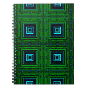 Caderno Espiral padrão geométrico de abstrato com kaleidoscope