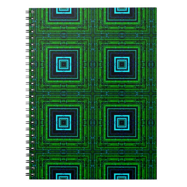 Caderno Espiral padrão geométrico de abstrato com kaleidoscope  (Frente)