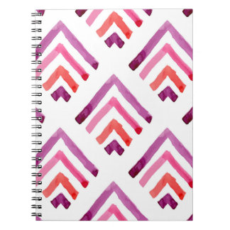 Caderno Espiral Padrão Geométrico de Abstrato de Aquarelas