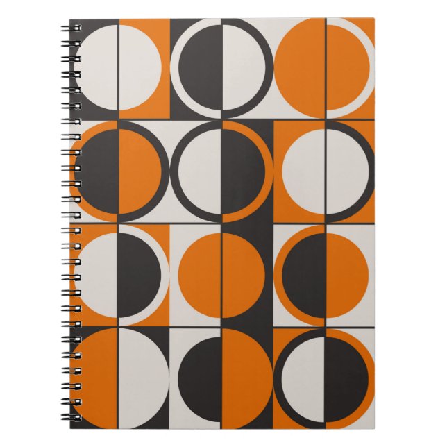 Caderno Espiral Padrão geométrico de abstrato do século médio com  (Frente)