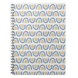 Caderno Espiral Padrão Geométrico de Arco Costeiro Azul Suave
