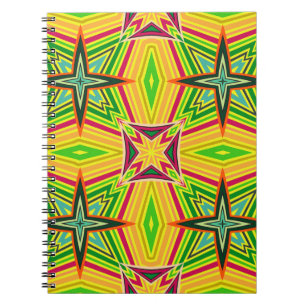 Caderno Espiral Padrão geométrico de colheita tribal. Etnia perfei